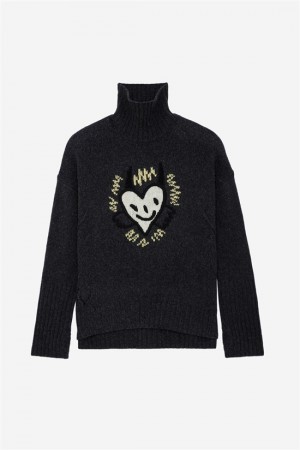 Zadig And Voltaire Alma We Heart Sweater Anthracite | ZV-256440