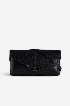 Zadig And Voltaire Borderline Embrossed Clutch Black | ZV-256197