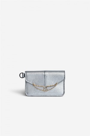 Zadig And Voltaire Borderline Pass Card Holder Silver | ZV-255929