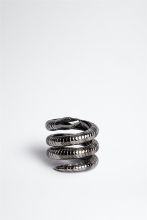 Zadig And Voltaire Double Snake Ring Shiny Silver | ZV-255884