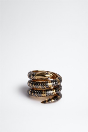 Zadig And Voltaire Double Snake Ring Shiny Gold | ZV-255883