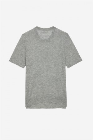 Zadig And Voltaire Ida Cashmere T-shirt Gris Chine Clair | ZV-256428