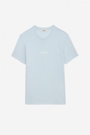 Zadig And Voltaire Jetty Studio T-shirt Sky Blue | ZV-255678