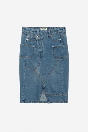 Zadig And Voltaire Jinko Denim Skirt Light Blue | ZV-256363