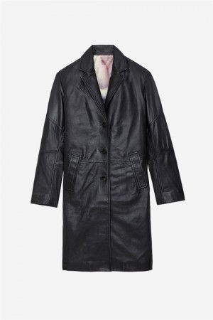 Zadig And Voltaire Macari Leather Coat Black | ZV-255755