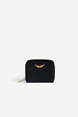 Zadig And Voltaire Mini Wallet Black Gold | ZV-255938