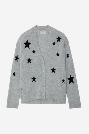 Zadig And Voltaire Mirka Stars Cardigan Heather Grey | ZV-256462