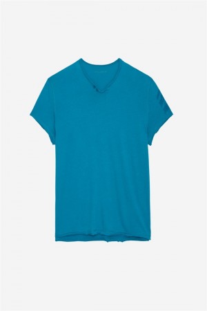 Zadig And Voltaire Monasti Arrow Henley T-shirt Duck | ZV-255689