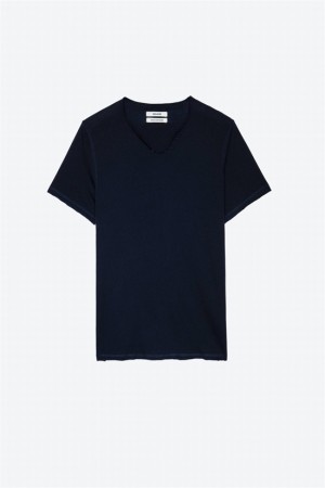 Zadig And Voltaire Monastir Mc T-shirt Dark Blue | ZV-255717