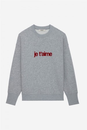 Zadig And Voltaire Oscar Je T'aime Sweatshirt Gris Chine Clair | ZV-256252