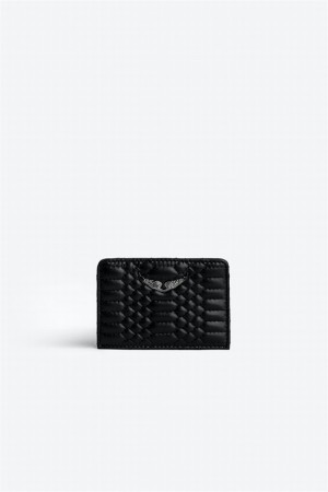 Zadig And Voltaire Pass Mat Card Holder Black | ZV-255949