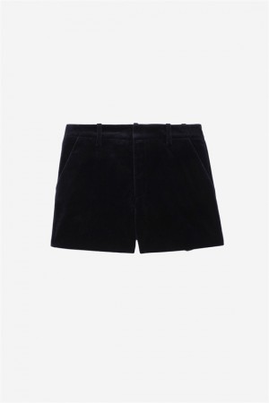 Zadig And Voltaire Pink Velvet Shorts Dark Blue | ZV-256215