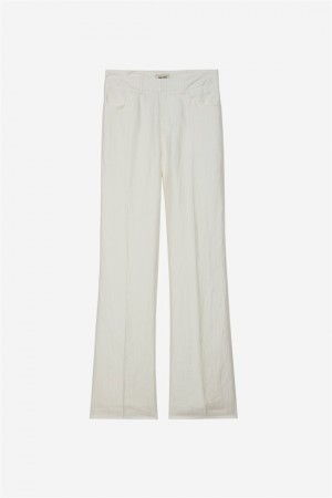 Zadig And Voltaire Pistol Linen Pants White | ZV-256235