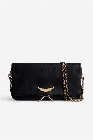 Zadig And Voltaire Rock Bag Black Gold | ZV-256054