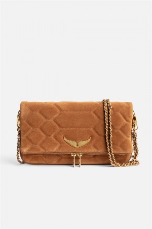 Zadig And Voltaire Rock Quilted Suede Bag Heritage | ZV-256161