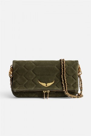 Zadig And Voltaire Rock Quilted Suede Bag Kaki | ZV-256131