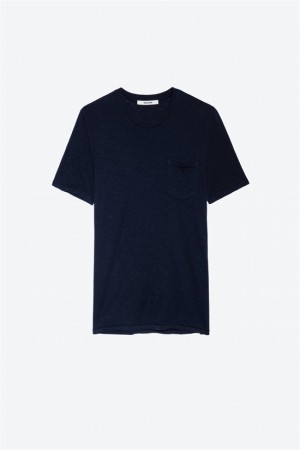 Zadig And Voltaire Stockholm Skull Tee Dark Blue | ZV-255714