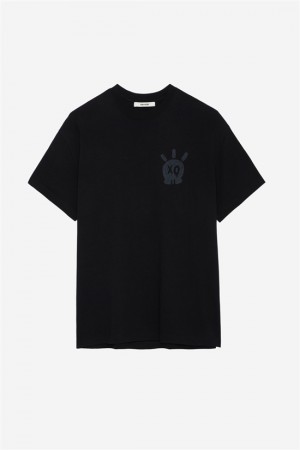 Zadig And Voltaire Teddy Skull T-shirt Black | ZV-255702