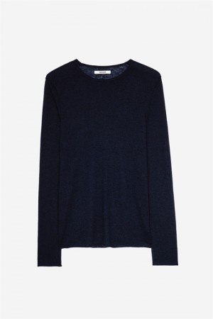 Zadig And Voltaire Teiss Cashmere Sweater Dark Blue | ZV-255766