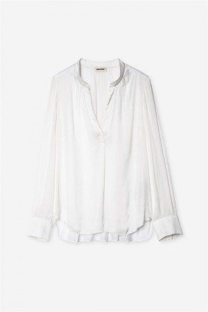 Zadig And Voltaire Tink Satin Top Off White | ZV-256327