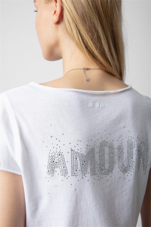 Zadig And Voltaire Tunisien Amour T-shirt White | ZV-256270