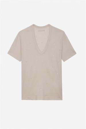 Zadig And Voltaire Wassa Diamante T-shirt Petale | ZV-256264