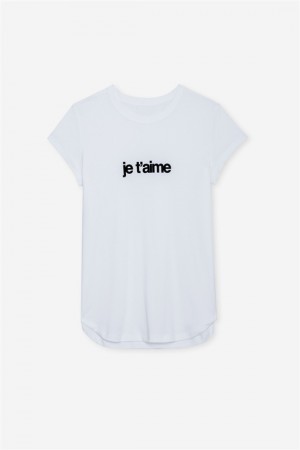 Zadig And Voltaire Woop Je T'aime T-shirt White | ZV-256275