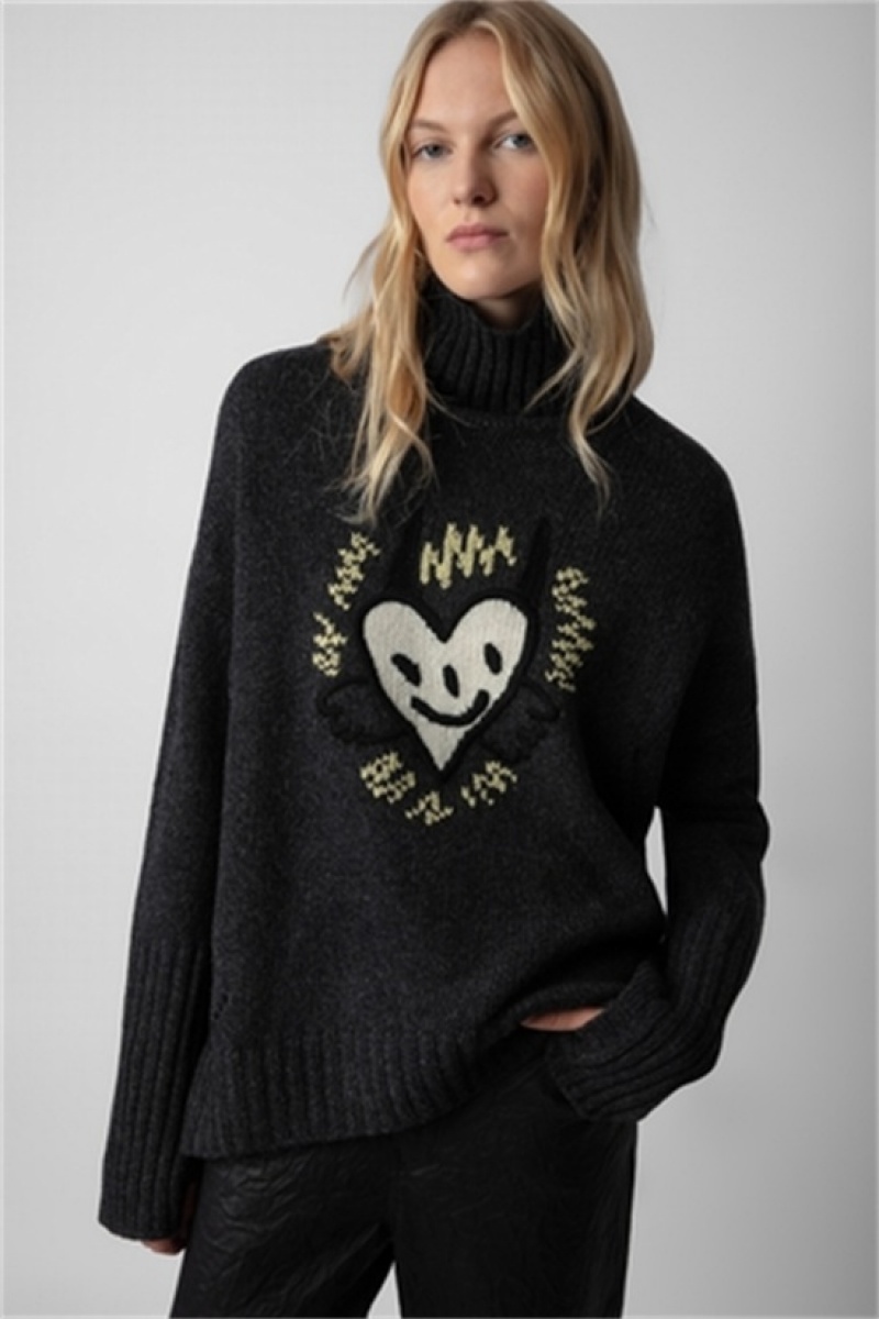 Zadig And Voltaire Alma We Heart Sweater Anthracite | ZV-256440