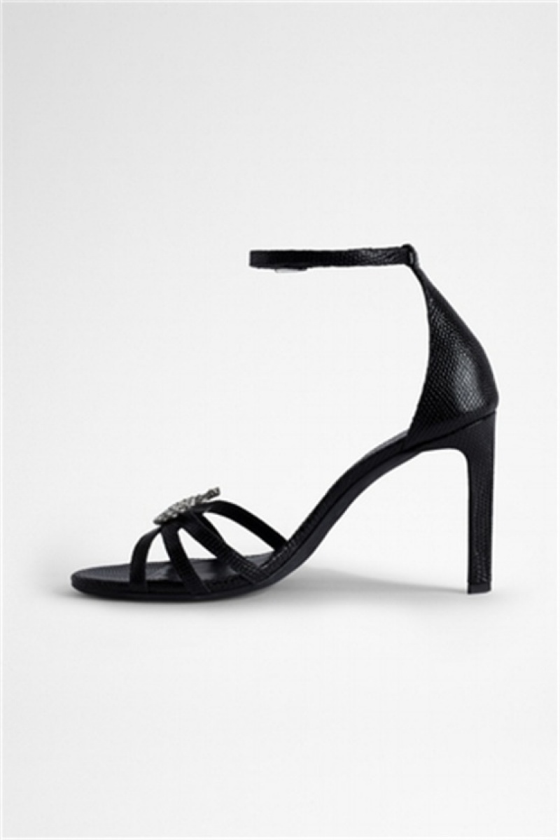 Zadig And Voltaire Amee Wing Sandals Black | ZV-255784