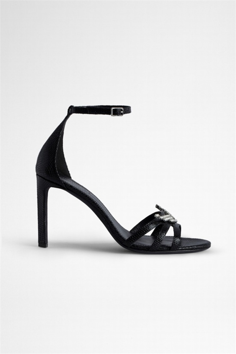 Zadig And Voltaire Amee Wing Sandals Black | ZV-255784