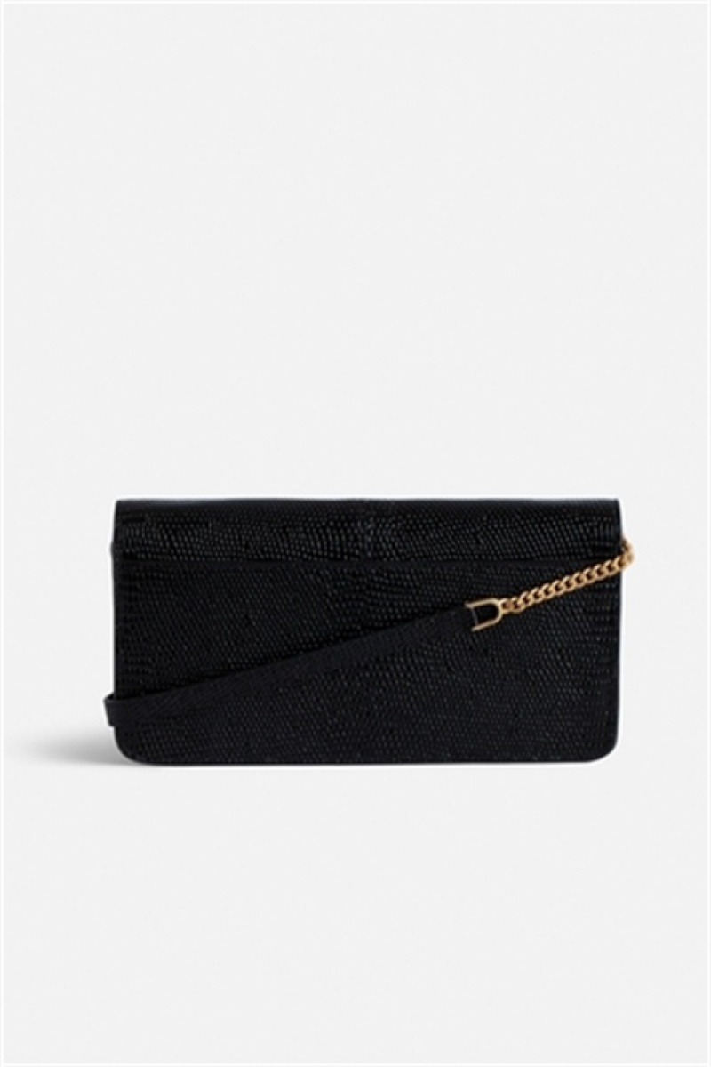 Zadig And Voltaire Borderline Embrossed Clutch Black | ZV-256035