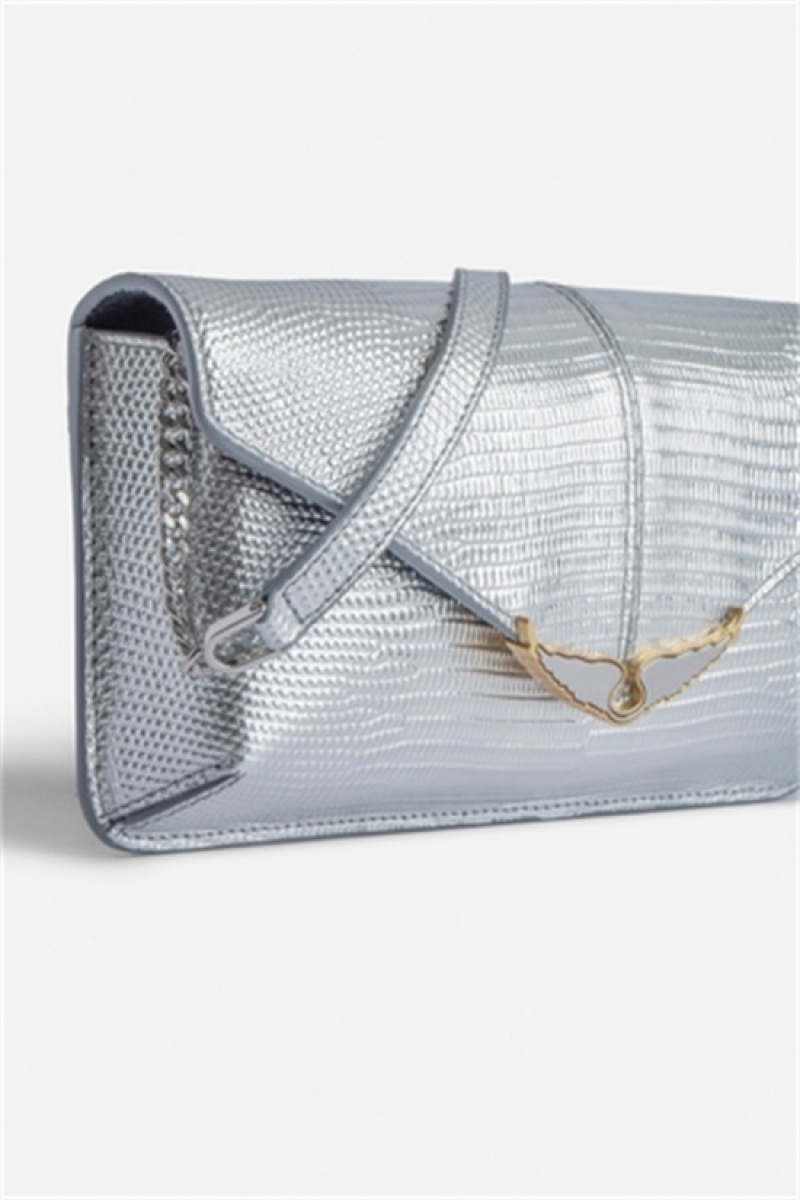 Zadig And Voltaire Borderline Metallic Clutch Silver | ZV-256034