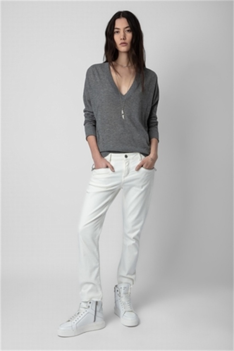 Zadig And Voltaire Brumy Cashmere Sweater Grey Melange | ZV-256459