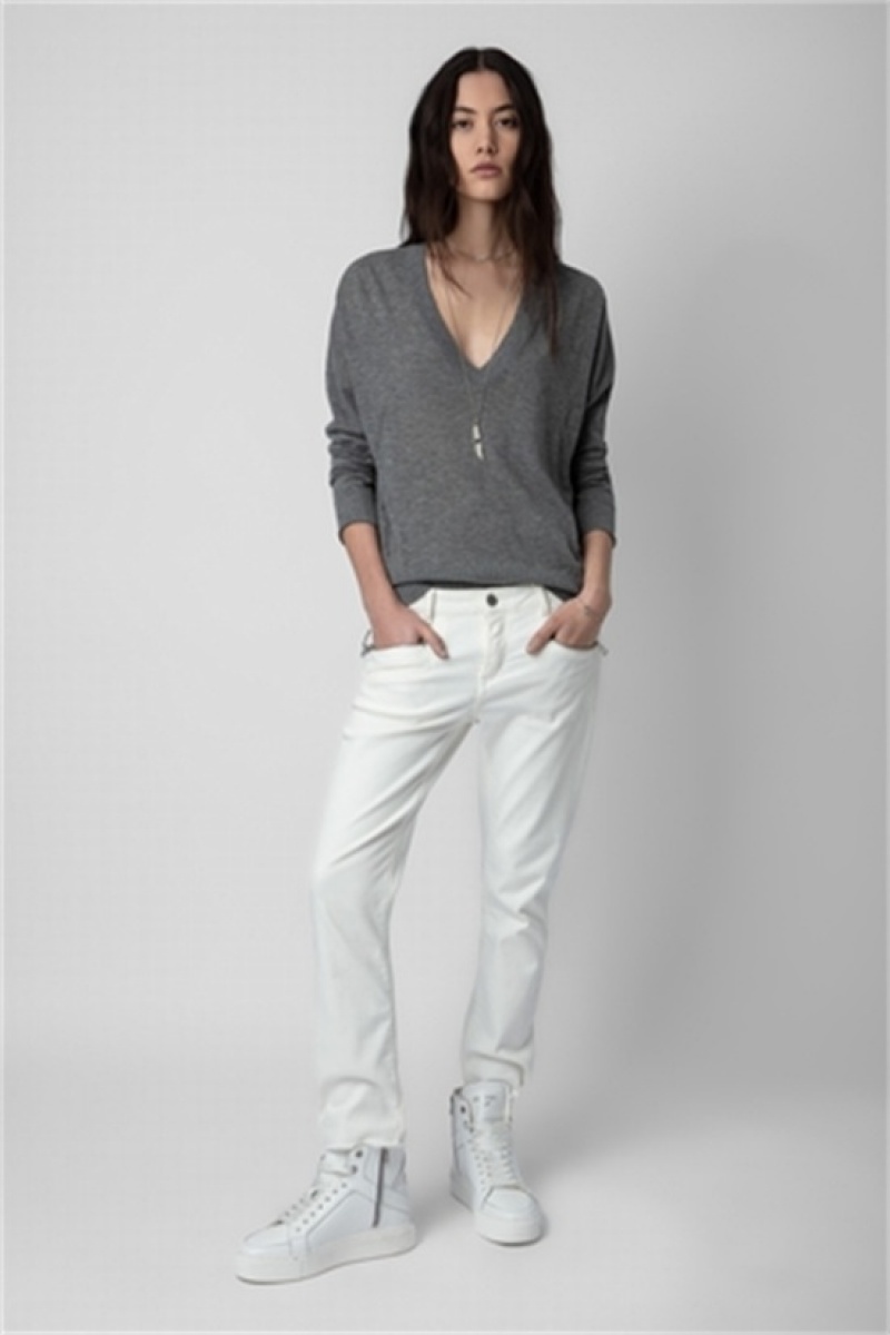 Zadig And Voltaire Brumy Cashmere Sweater Grey Melange | ZV-256459