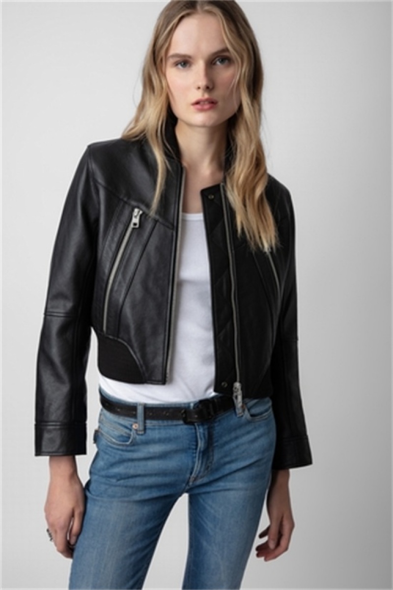 Zadig And Voltaire Bunta Leather Jacket Black | ZV-256418