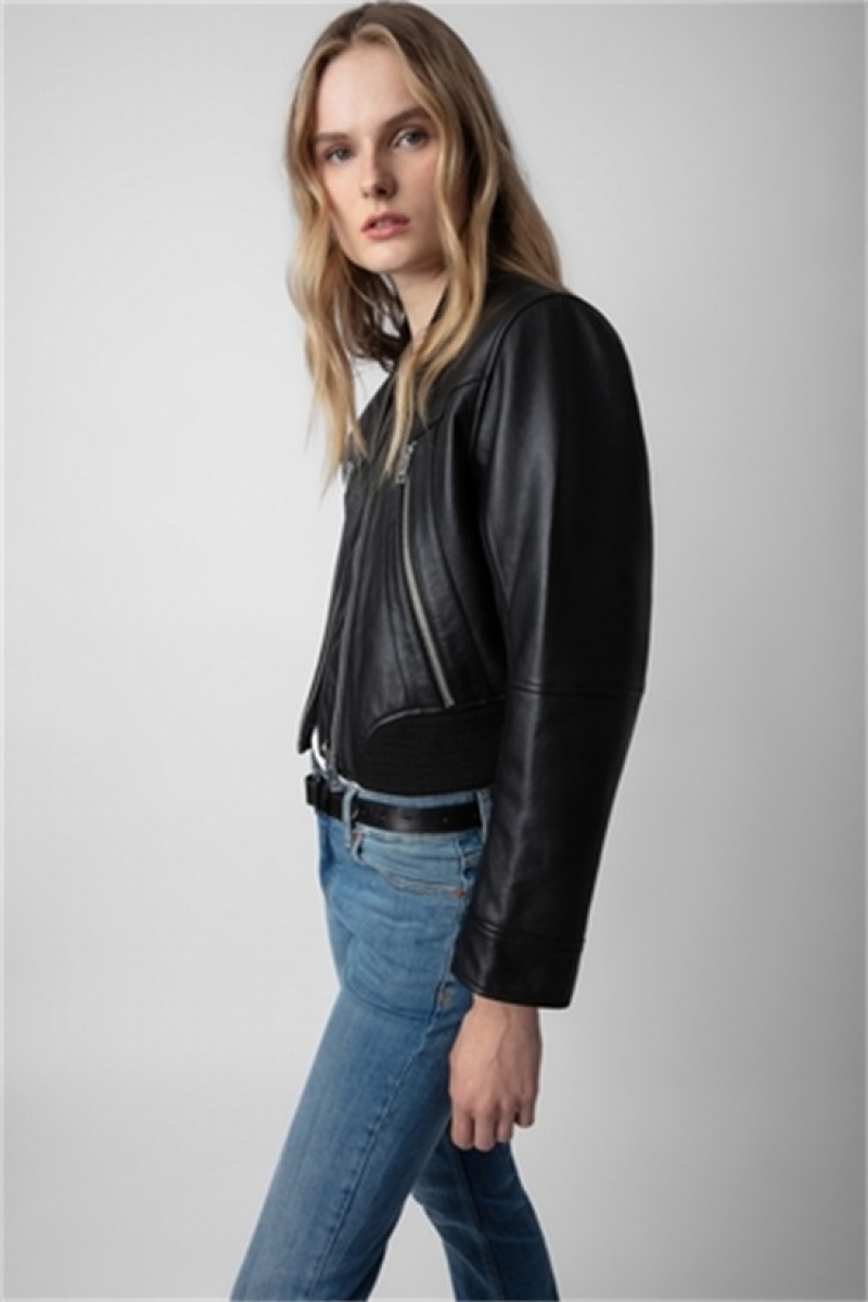 Zadig And Voltaire Bunta Leather Jacket Black | ZV-256418