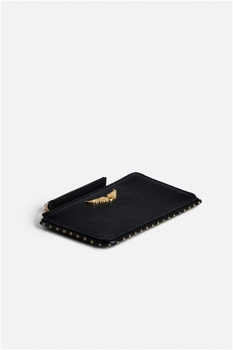 Zadig And Voltaire Card Holder Black Gold | ZV-255922