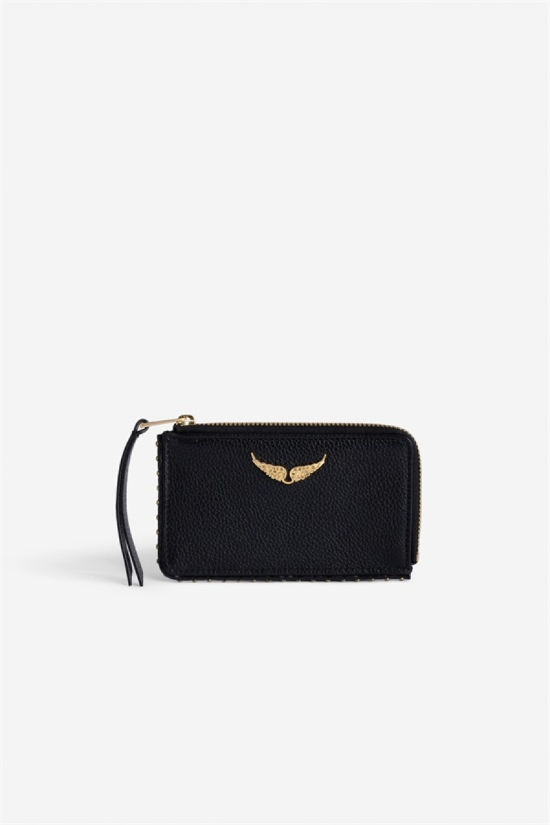 Zadig And Voltaire Card Holder Black Gold | ZV-255922