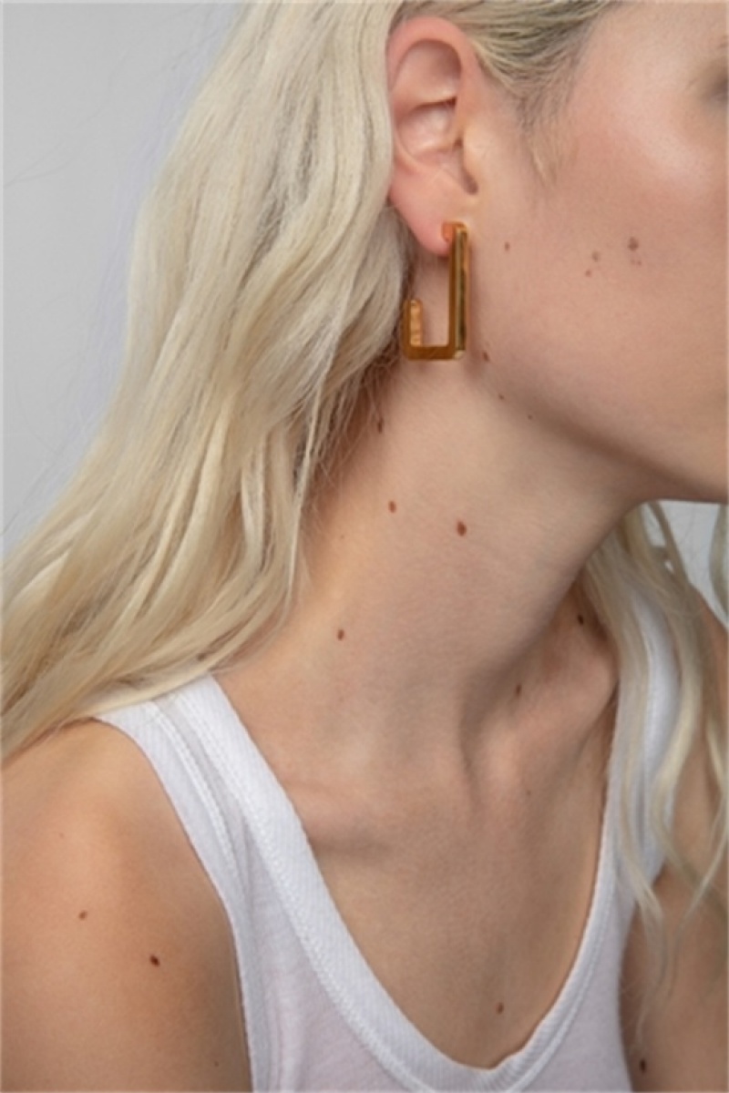 Zadig And Voltaire Cecilia Big Earrings Old Gold | ZV-255862