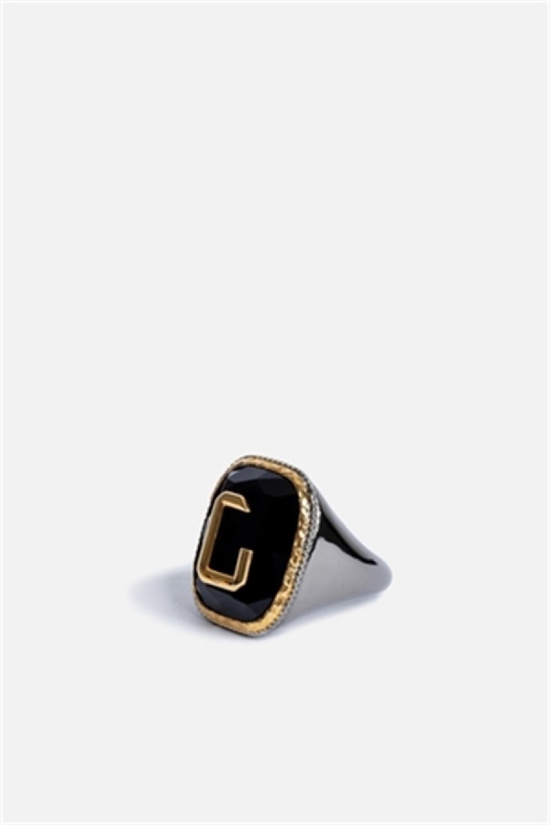 Zadig And Voltaire Cecilia Signet Ring Shiny Gun | ZV-255864