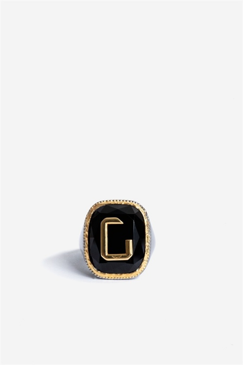 Zadig And Voltaire Cecilia Signet Ring Shiny Gun | ZV-255864