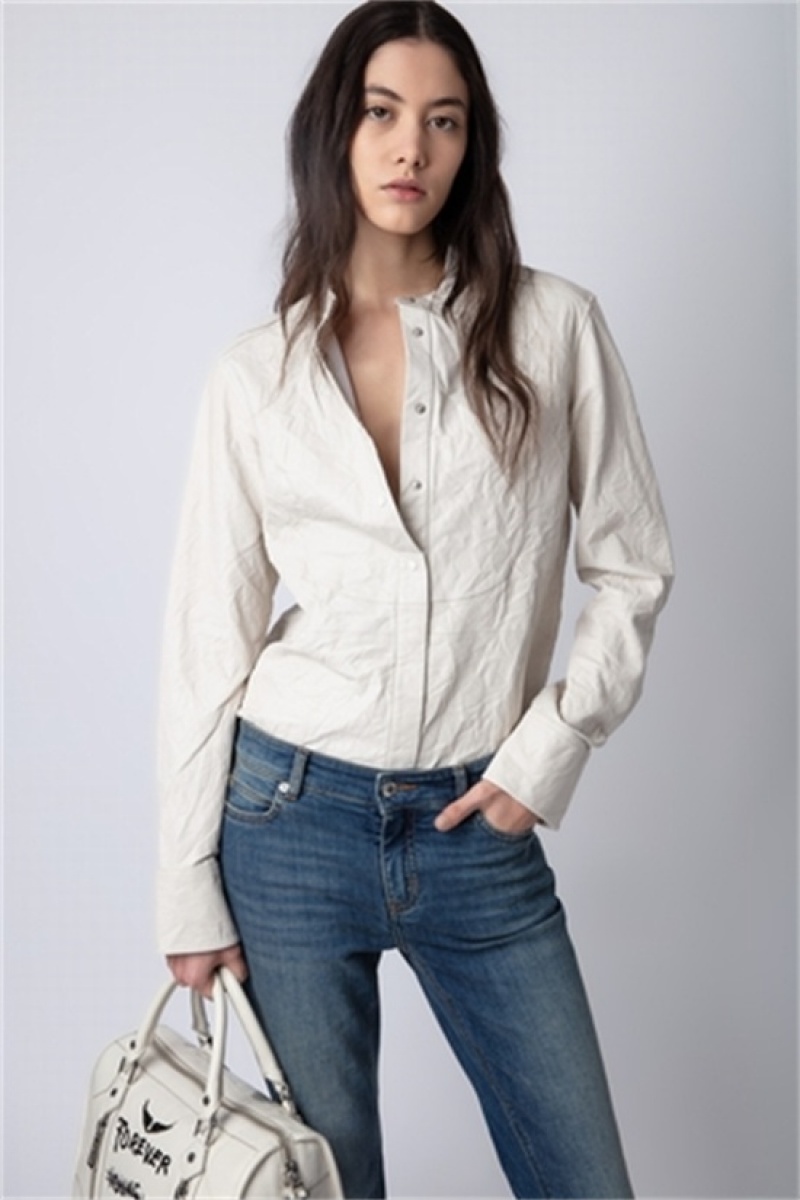 Zadig And Voltaire Chic Crinkled Leather Shirt Judo | ZV-256301