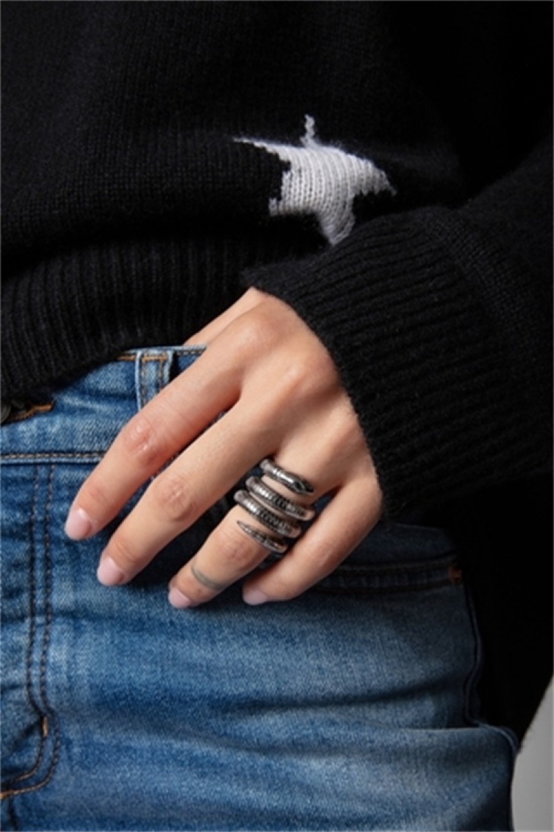 Zadig And Voltaire Double Snake Ring Shiny Silver | ZV-255884