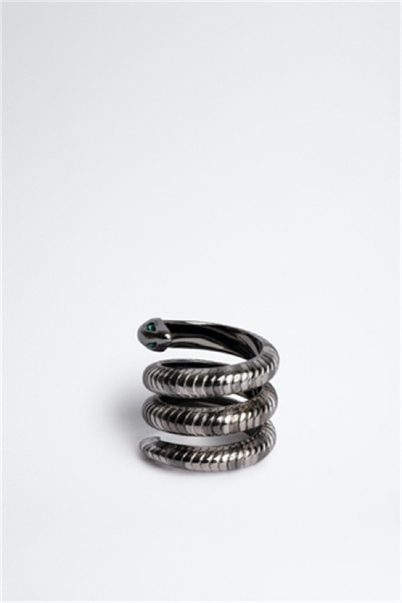 Zadig And Voltaire Double Snake Ring Shiny Silver | ZV-255884