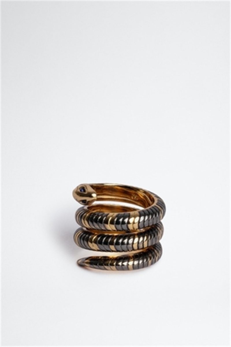 Zadig And Voltaire Double Snake Ring Shiny Gold | ZV-255883