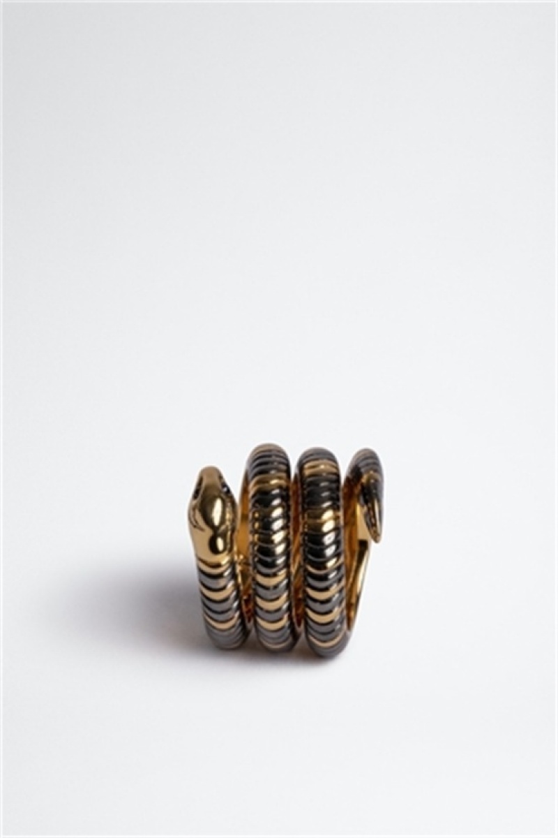 Zadig And Voltaire Double Snake Ring Shiny Gold | ZV-255883