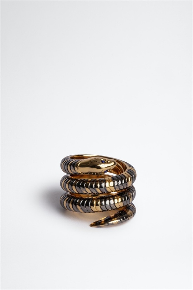 Zadig And Voltaire Double Snake Ring Shiny Gold | ZV-255883