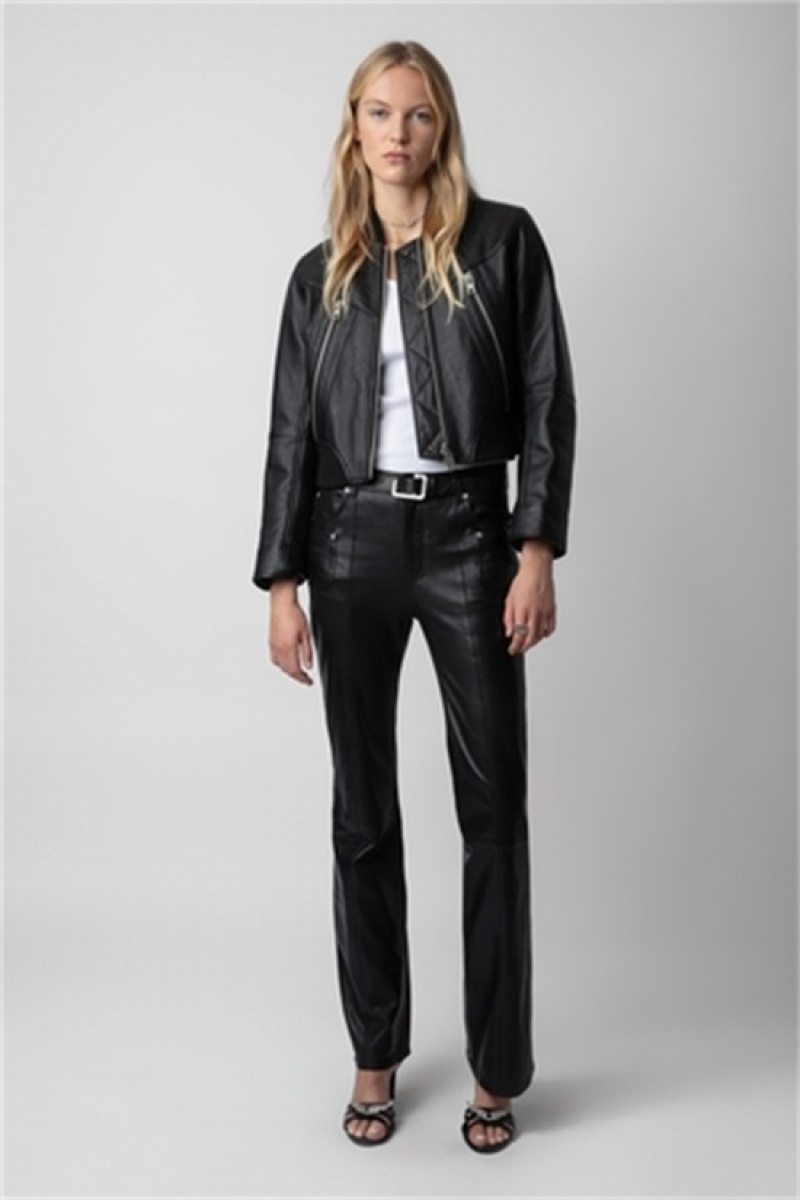 Zadig And Voltaire Elvir Leather Pants Black | ZV-256224