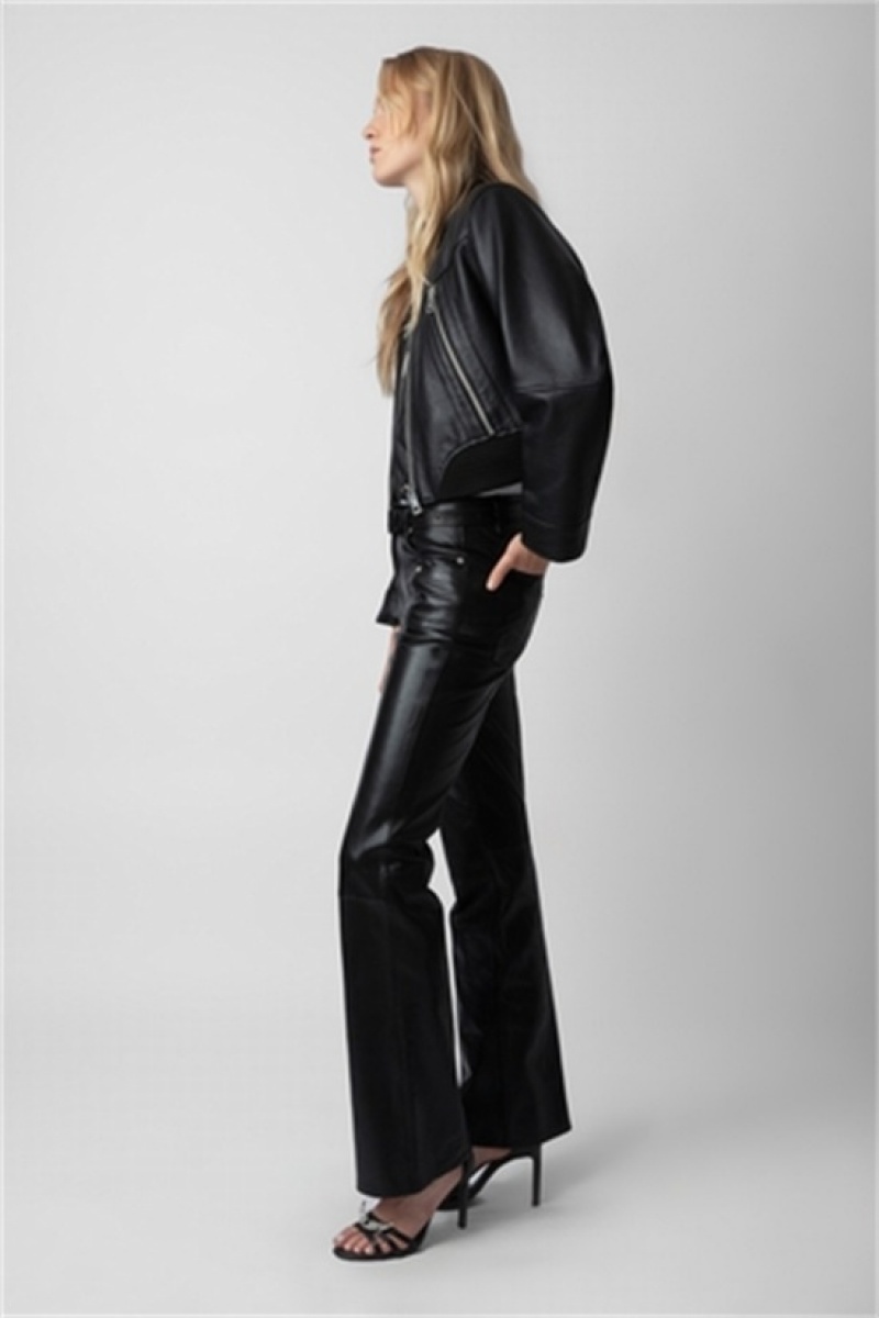 Zadig And Voltaire Elvir Leather Pants Black | ZV-256224