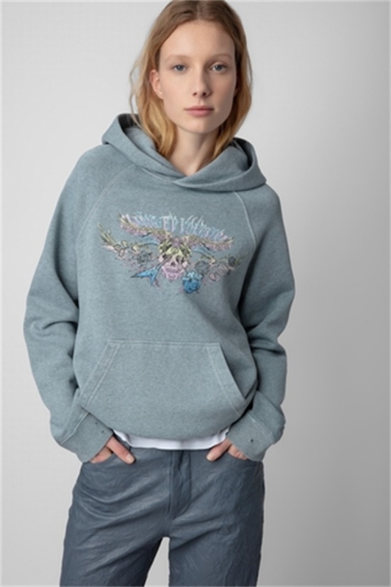 Zadig And Voltaire Georgy Concert Diamante Hoodie Glacier | ZV-256251